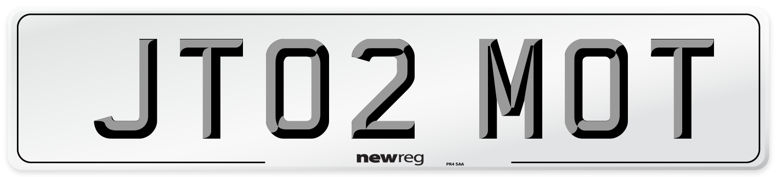 JT02 MOT Number Plate from New Reg